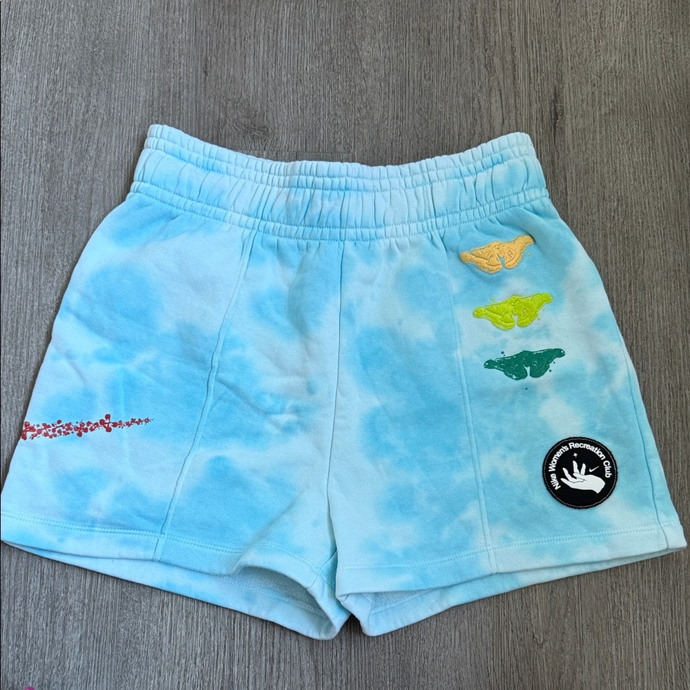 Nike Sky Blue Athletic Shorts with Colorful Accents